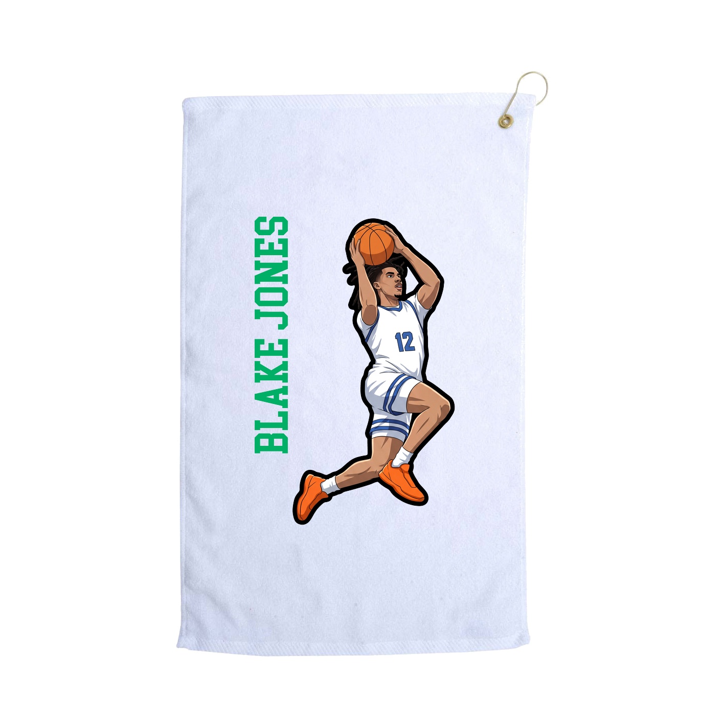 Golf Towel — Name Vertical in White