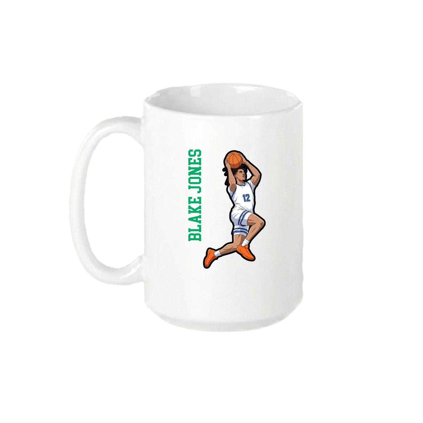 15oz Coffee Mug — Name Vertical in White