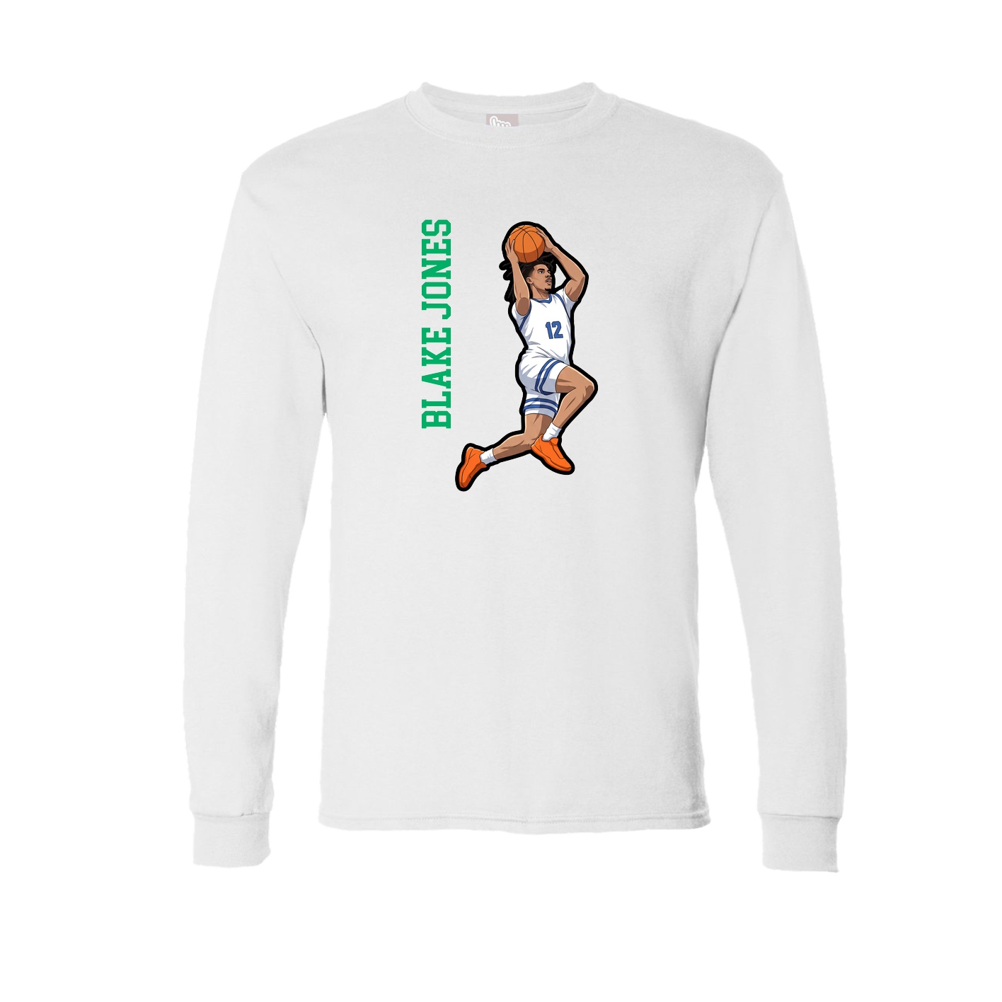 Long Sleeve Tee — Name Vertical in White