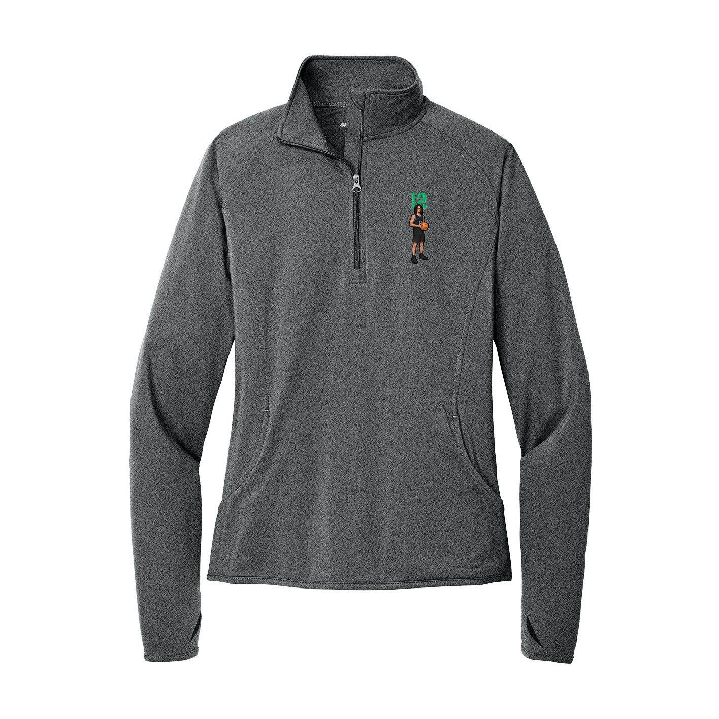 Women's Q-Zip Pullover — Number Top in Grey