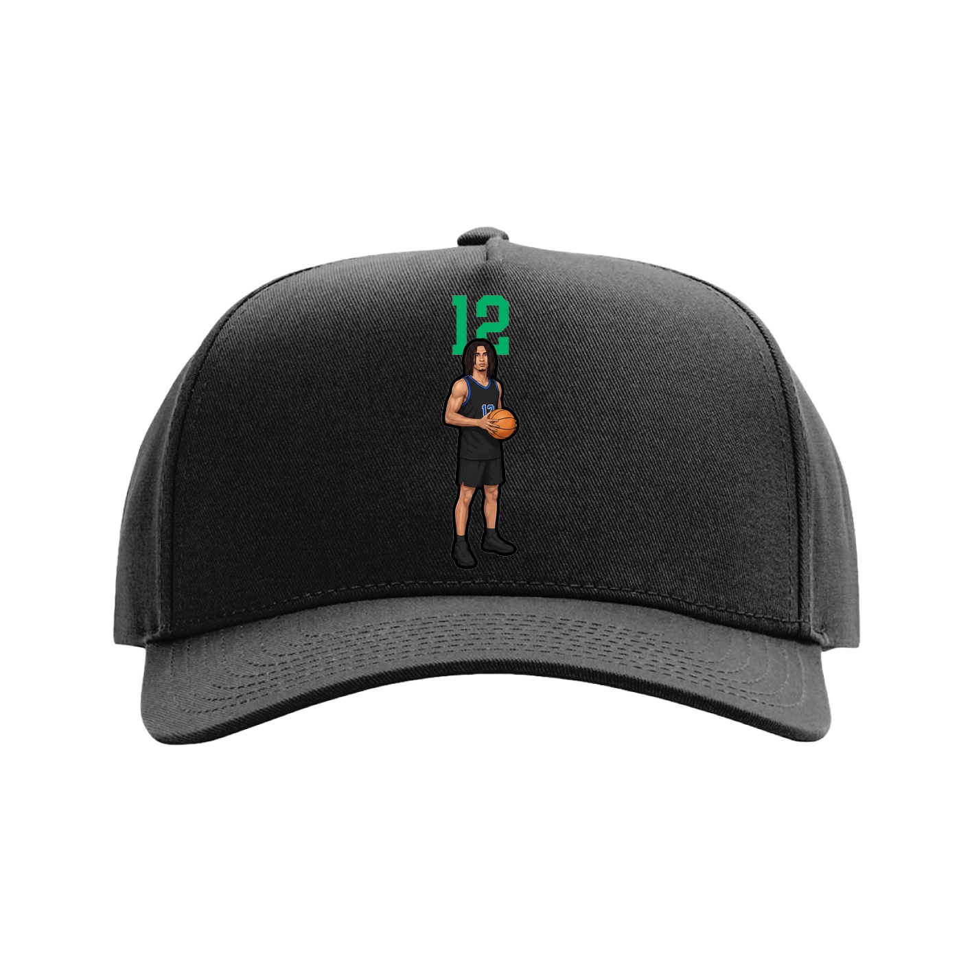 Full Fabric Five-Panel Champ Cap — Number Top in Black