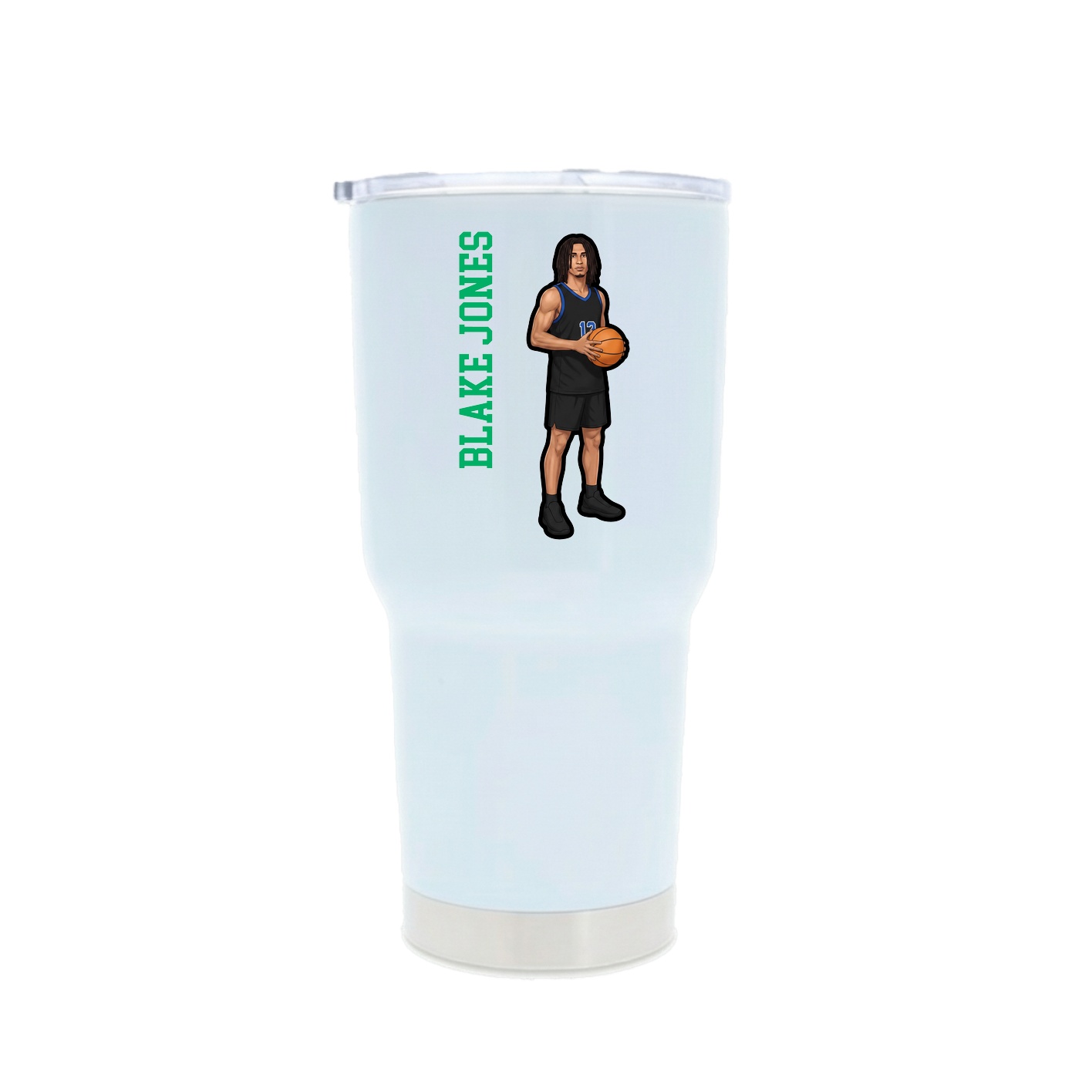30oz Stainless Steel Tumbler — Name Vertical in White