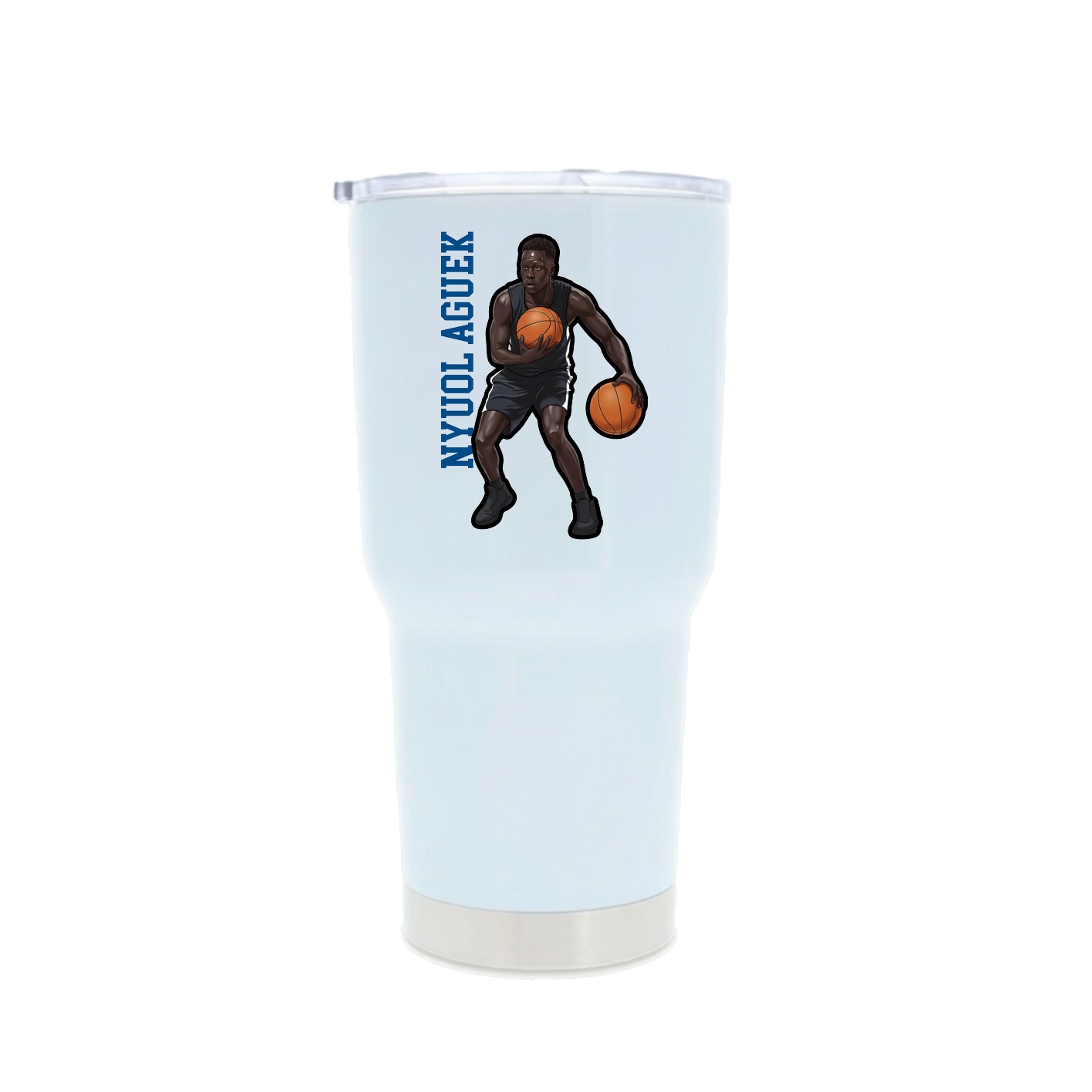 30oz Stainless Steel Tumbler — Name Vertical in White
