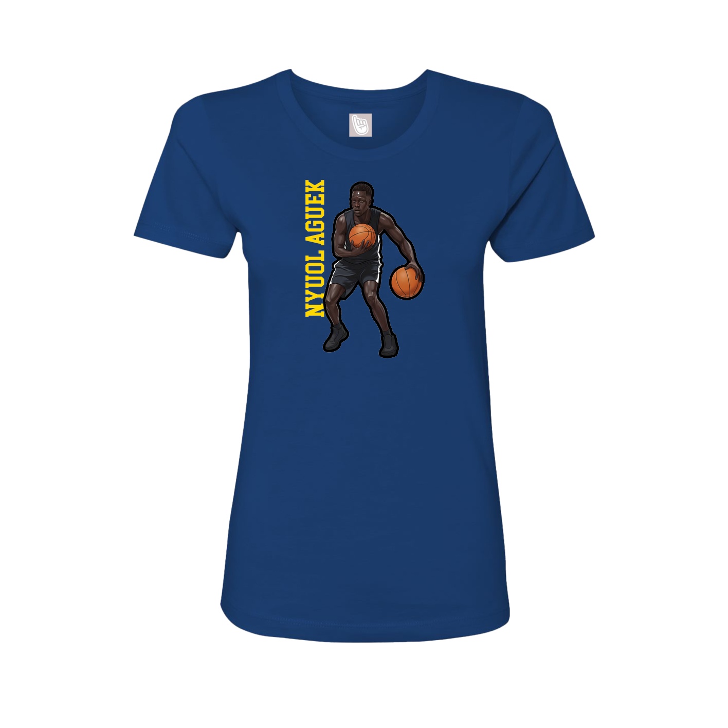 Fitted Women's Tee — Name Vertical in Royal