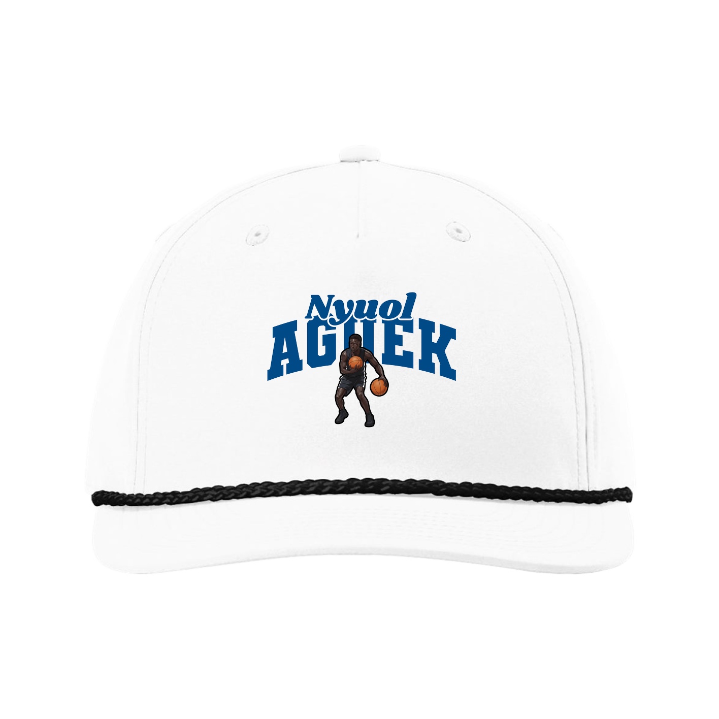 Five-Panel Classic Rope Cap — Signature Arch in White