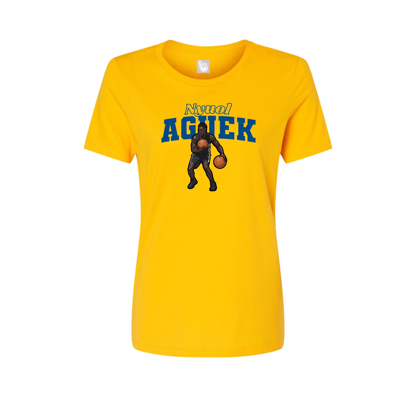 Fitted Women's Tee — Name Arch in Gold