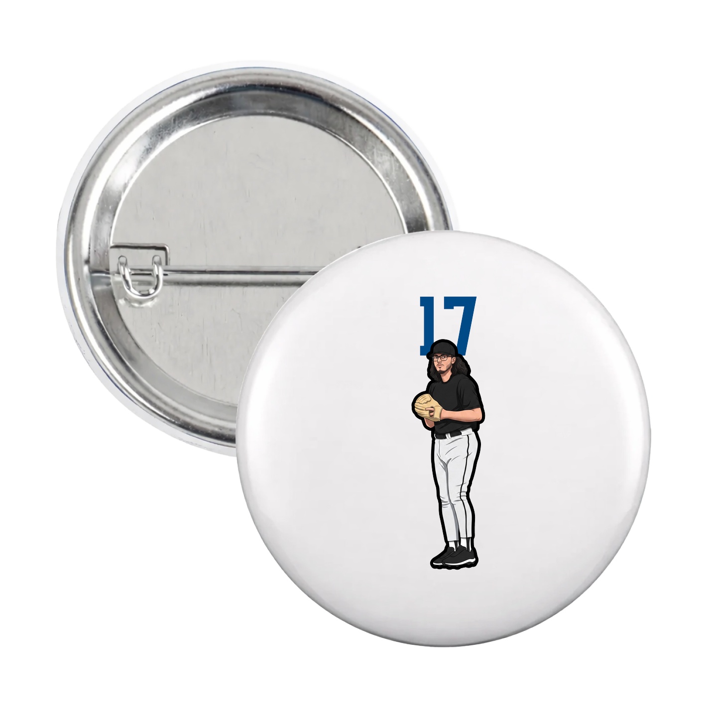 Game Day Button — Number Top in White