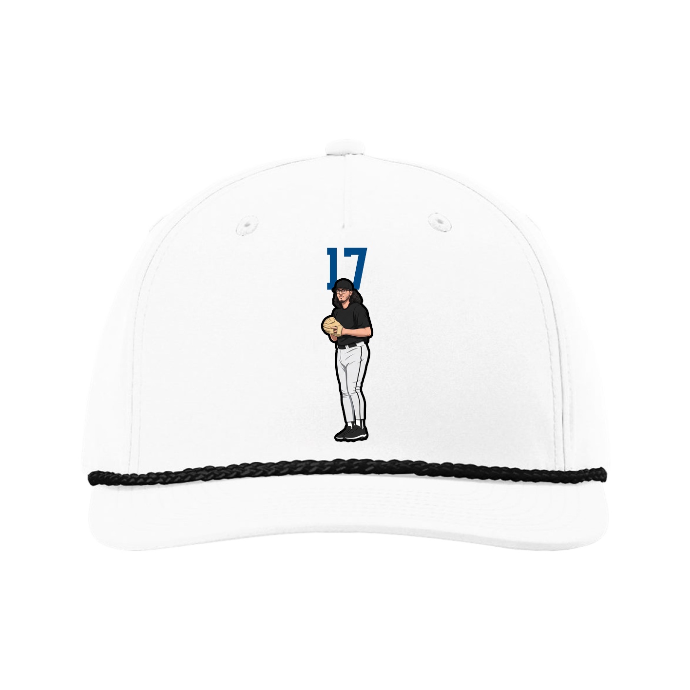 Five-Panel Classic Rope Cap — Number Top in White