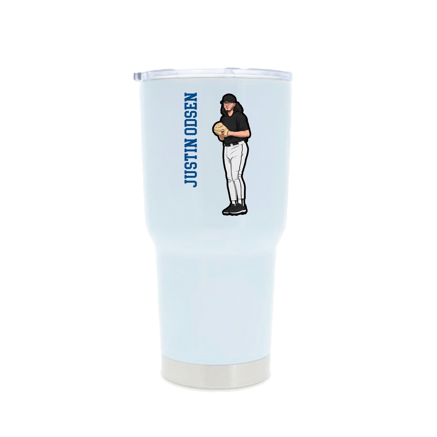 30oz Stainless Steel Tumbler — Name Vertical in White