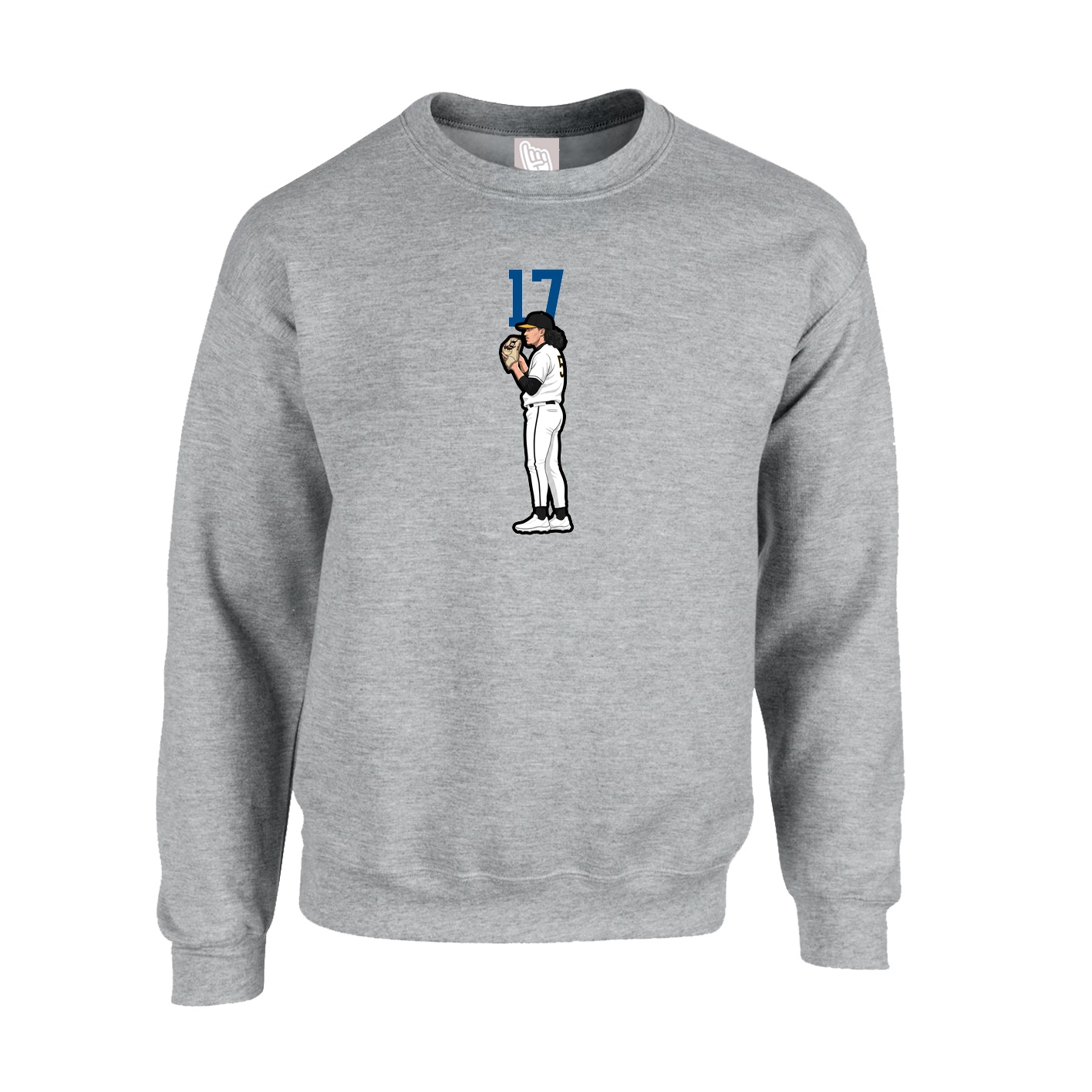 Fleece Crew — Number Top in Grey