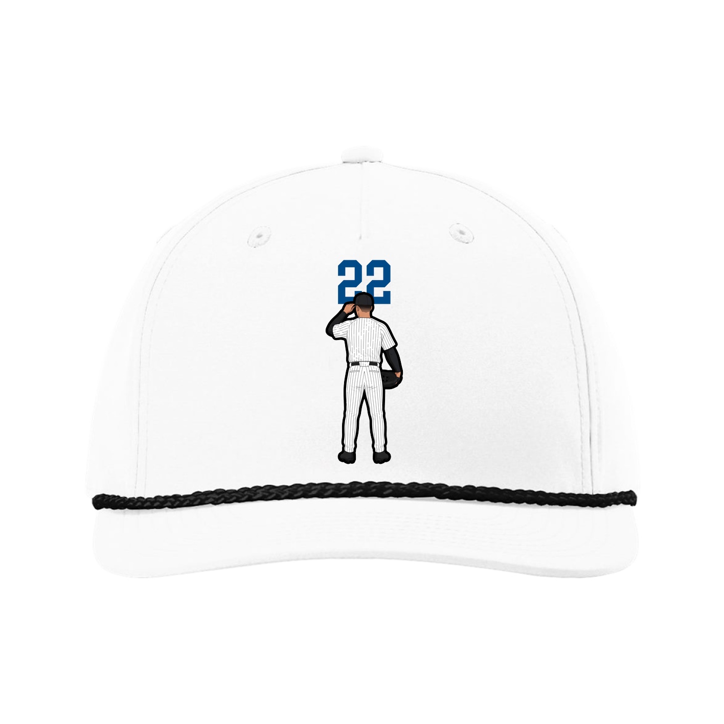 Five-Panel Classic Rope Cap — Number Top in White