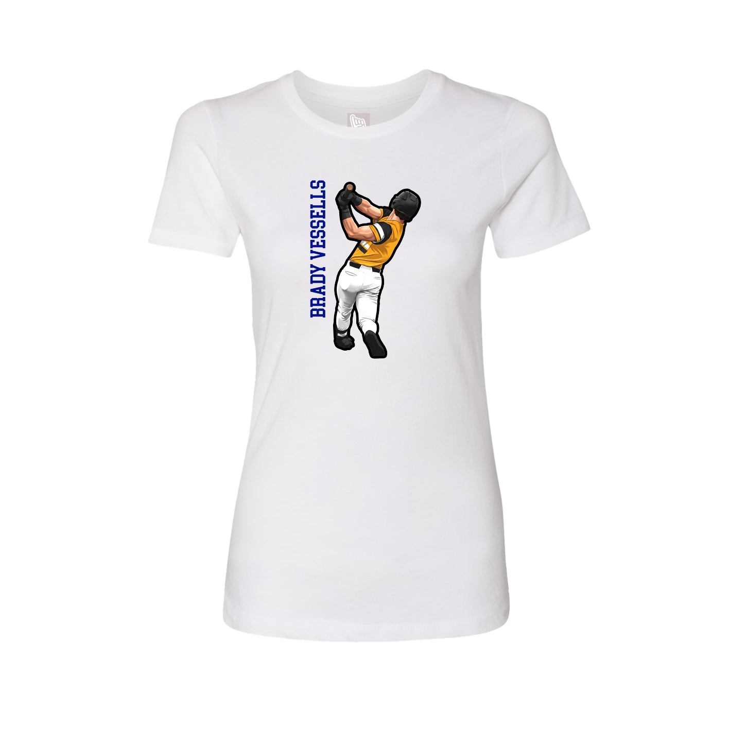 Fitted Women's Tee — Name Vertical in White