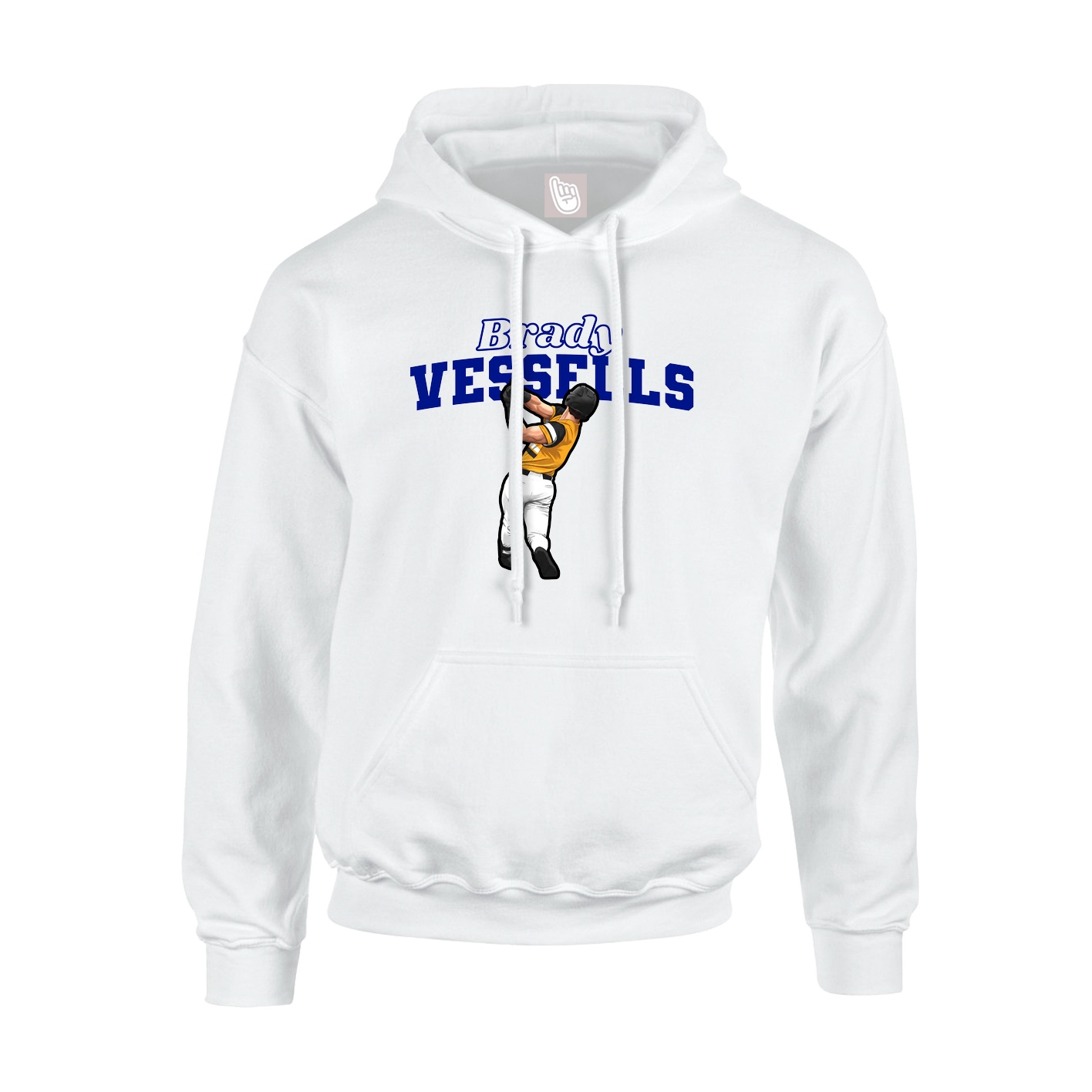 Youth Hoodie — Name Arch in White