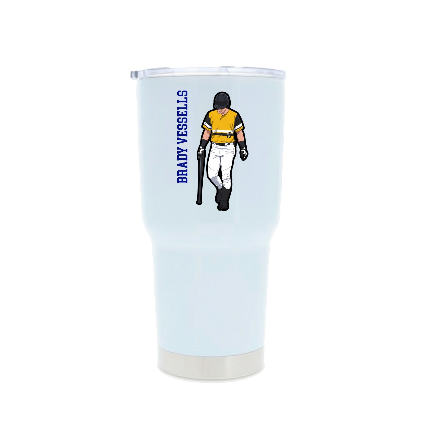 30oz Stainless Steel Tumbler — Name Vertical in White