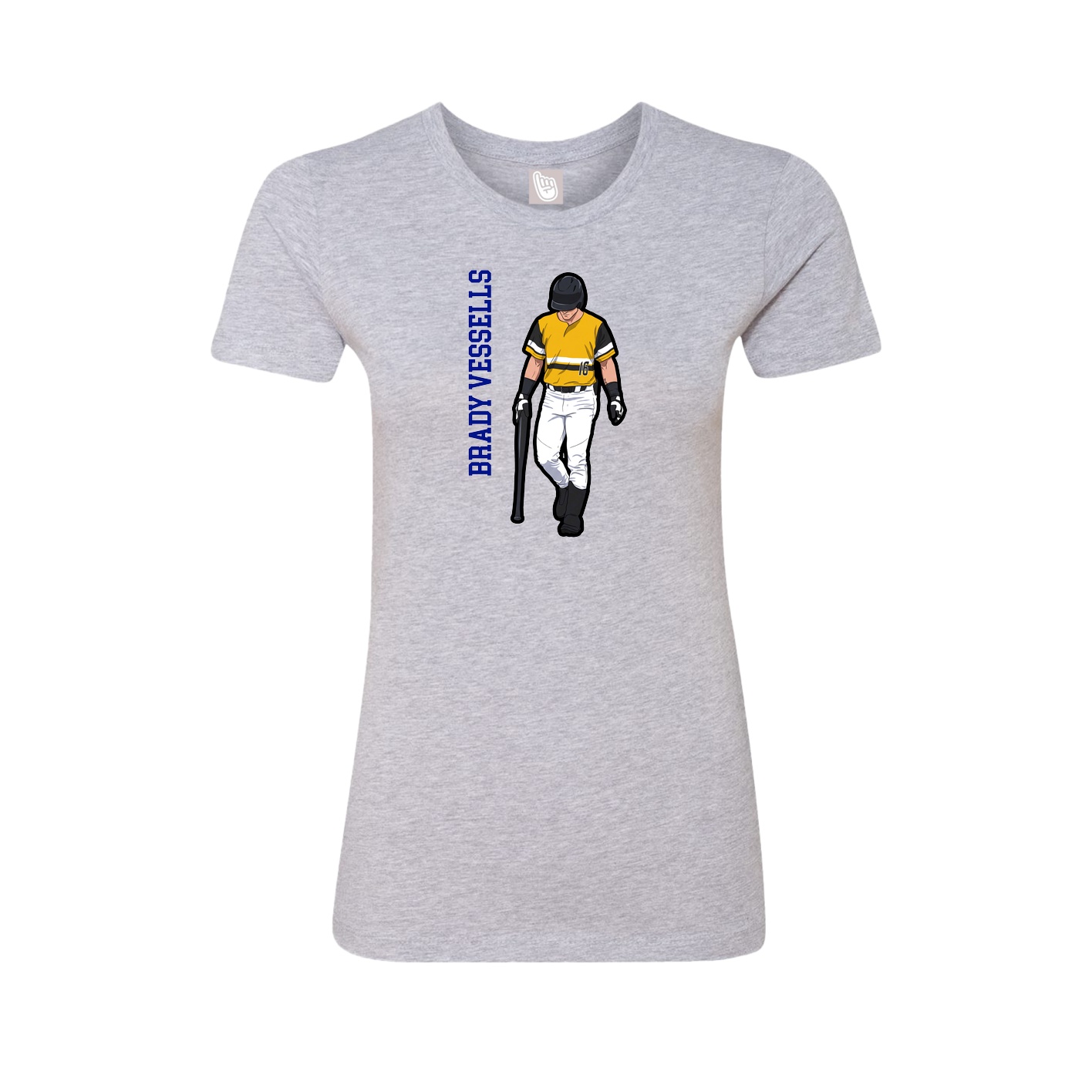 Fitted Women's Tee — Name Vertical in Grey