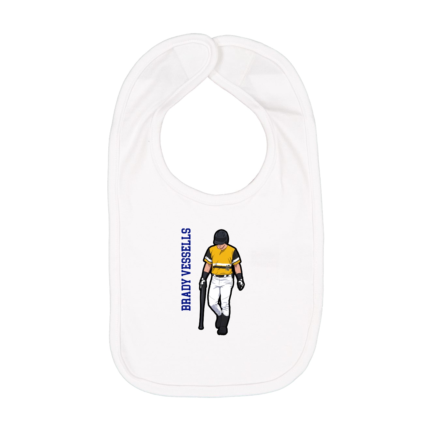 Infant Bib — Name Vertical in White