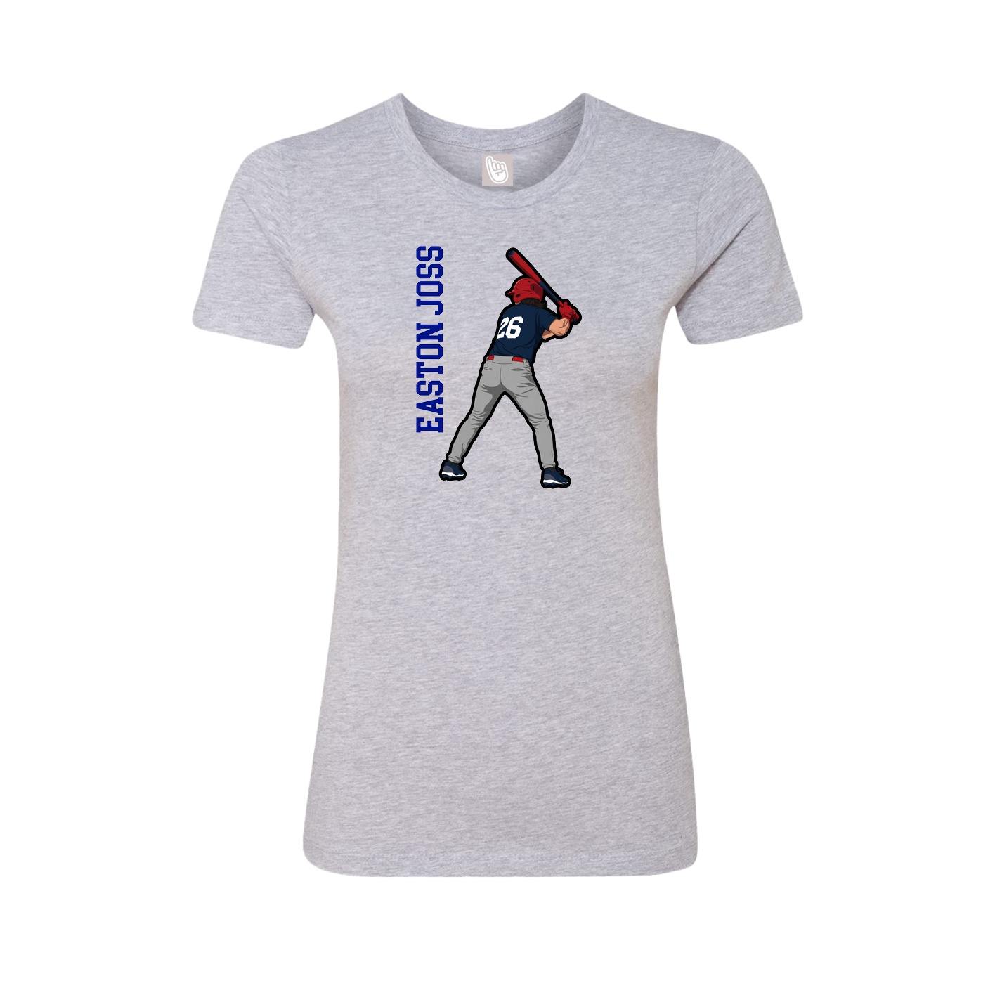 Fitted Women's Tee — Name Vertical in Grey