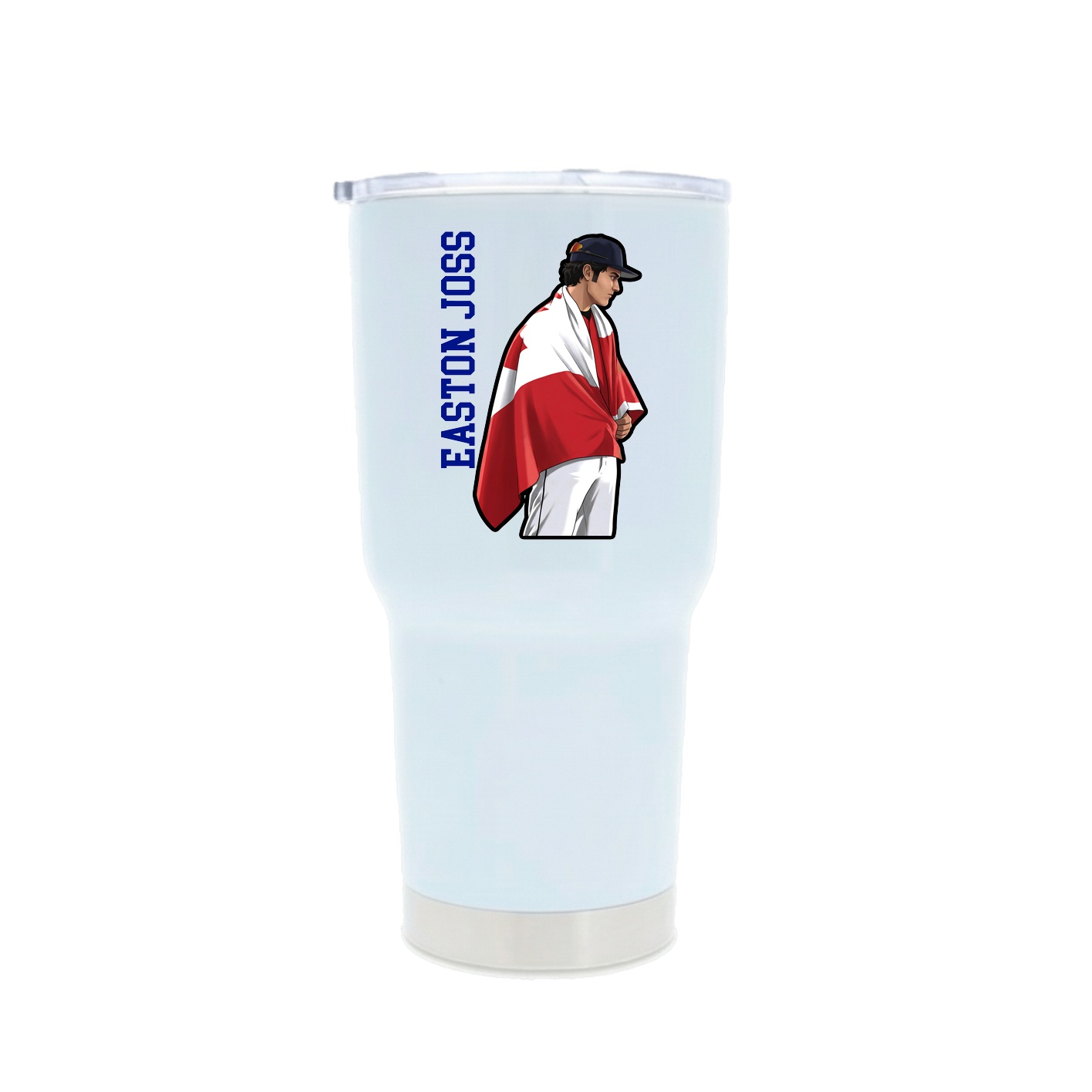 30oz Stainless Steel Tumbler — Name Vertical in White