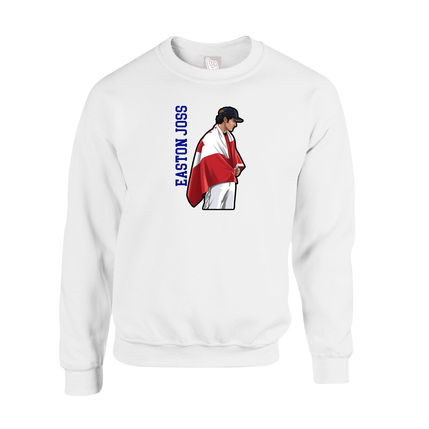 Fleece Crew — Name Vertical in White