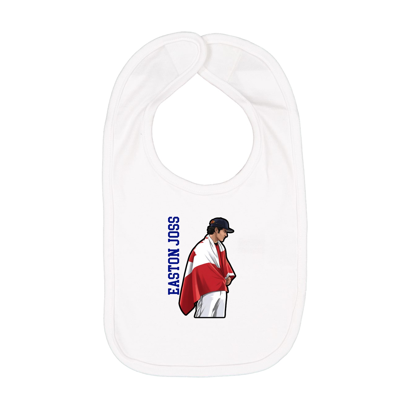 Infant Bib — Name Vertical in White