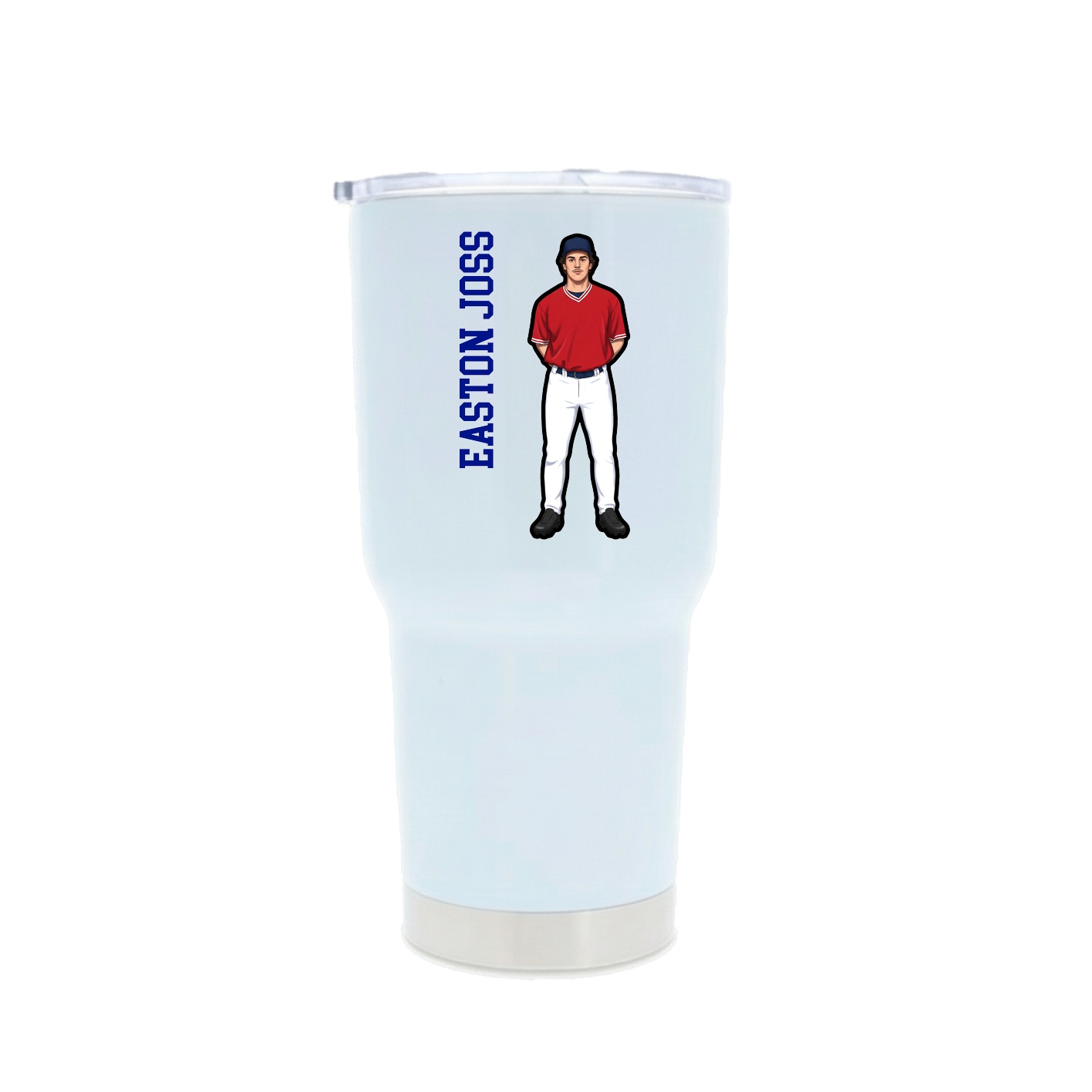 30oz Stainless Steel Tumbler — Name Vertical in White
