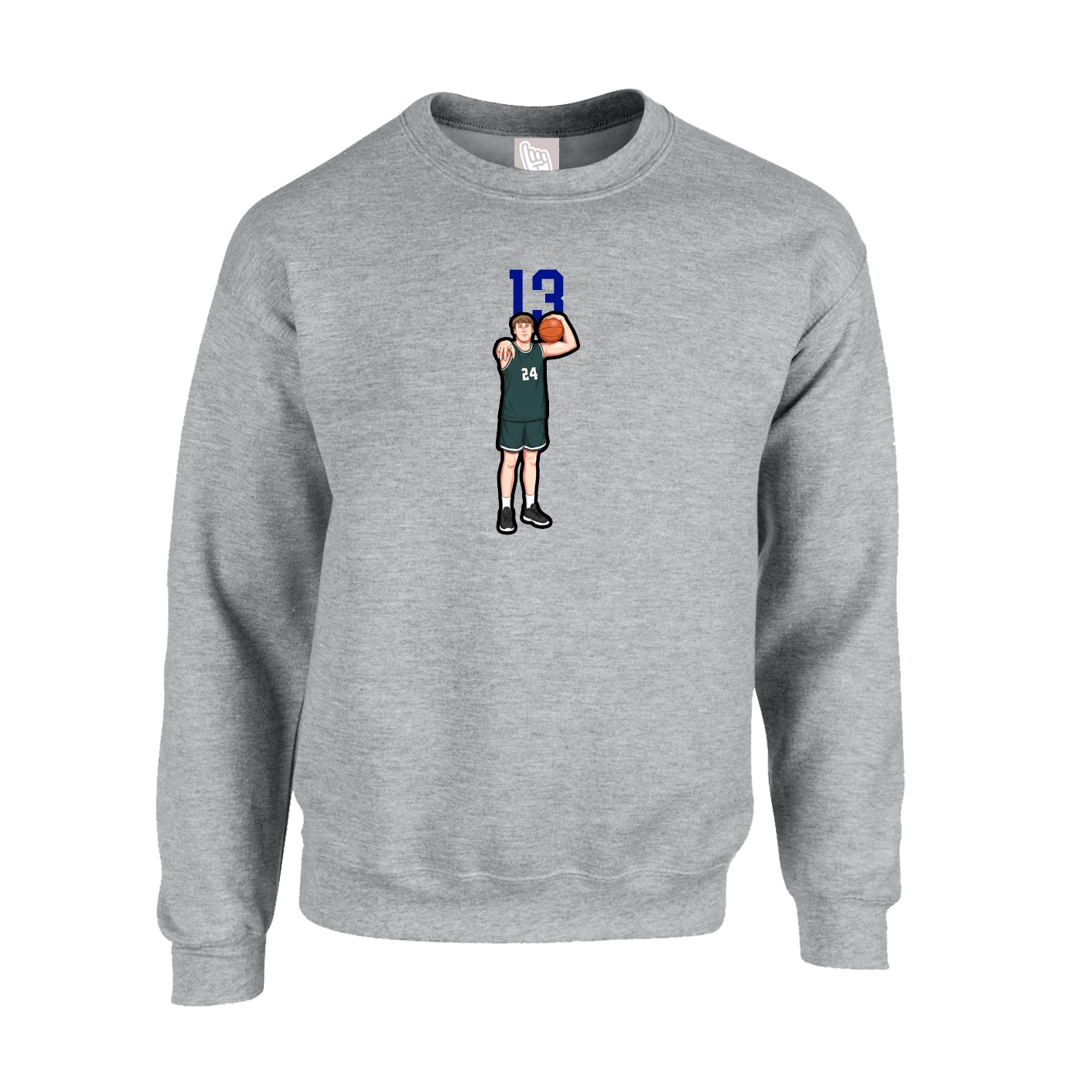 Fleece Crew — Number Top in Grey
