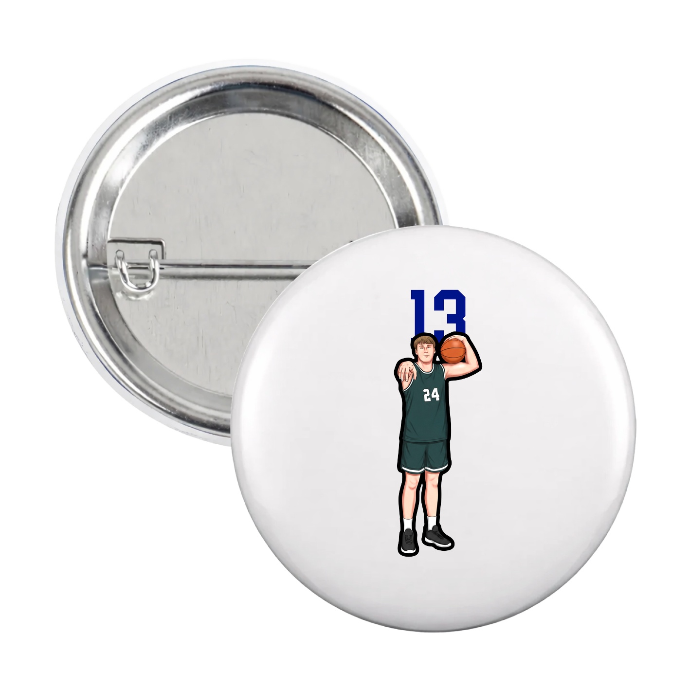 Game Day Button — Number Top in White