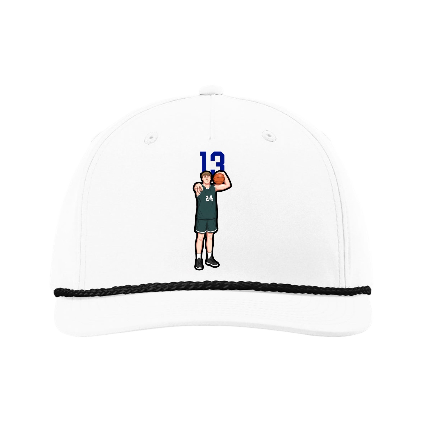 Five-Panel Classic Rope Cap — Number Top in White