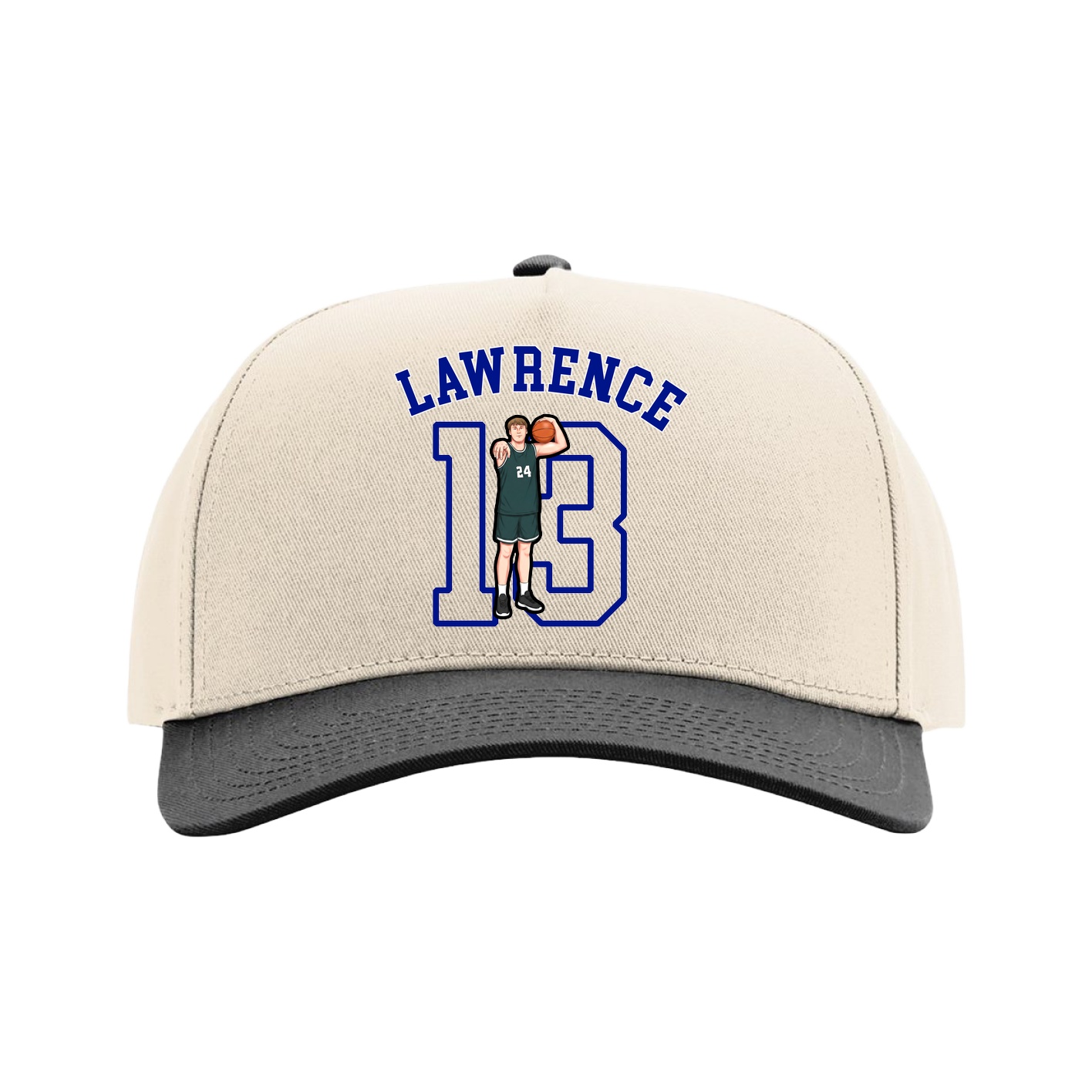 Full Fabric Five-Panel Champ Cap — Shirsey Arch in Cream/Black