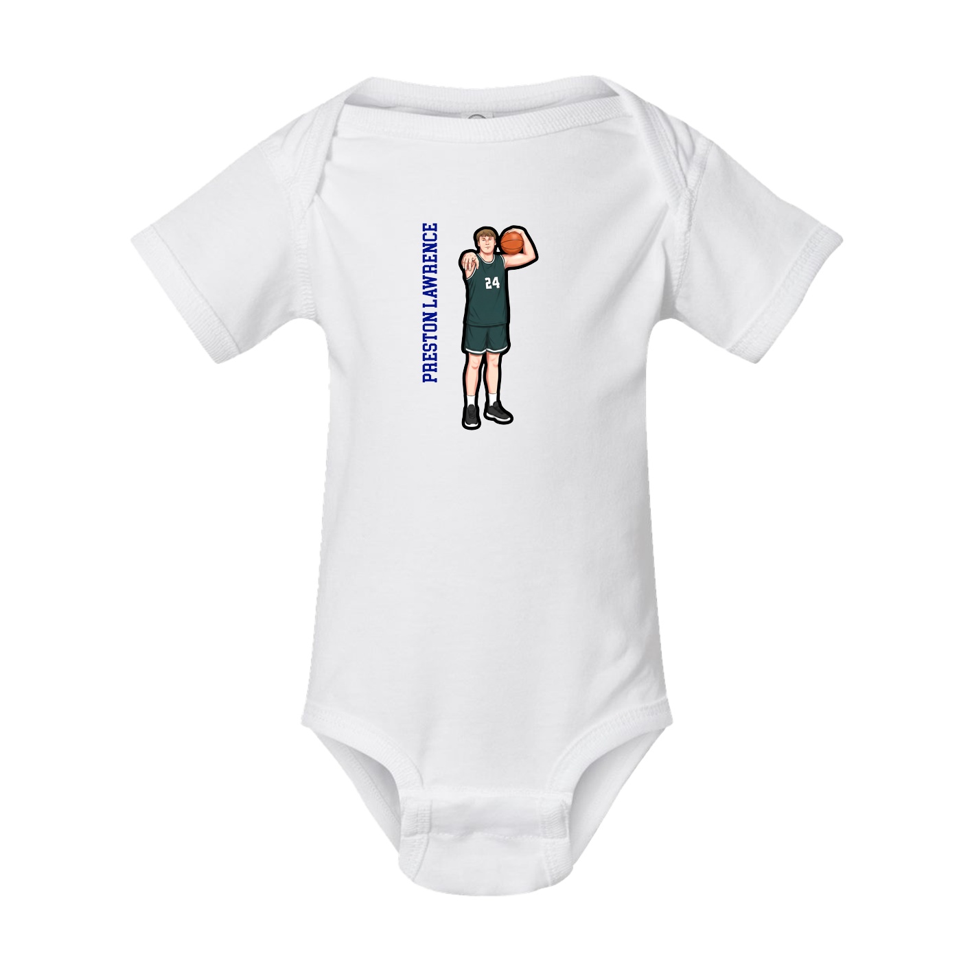 Baby Onesie — Name Vertical in White