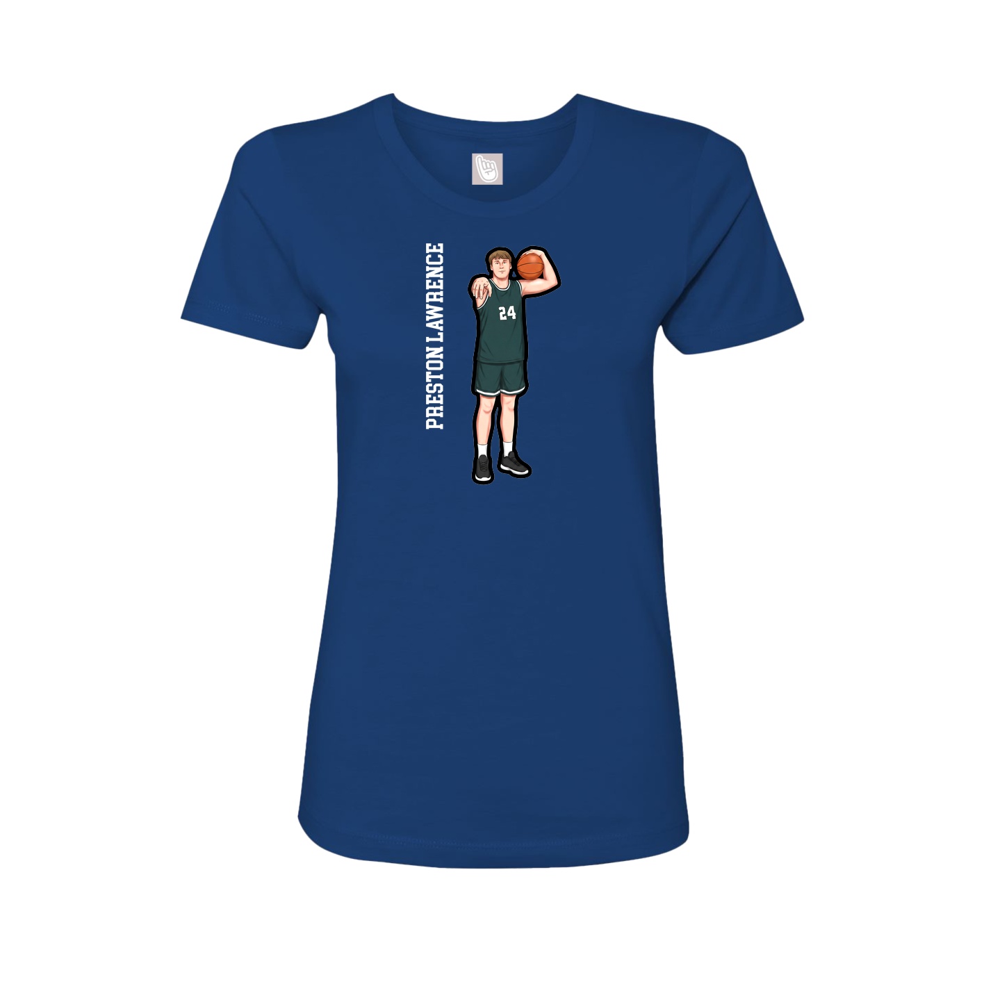 Fitted Women's Tee — Name Vertical in Royal