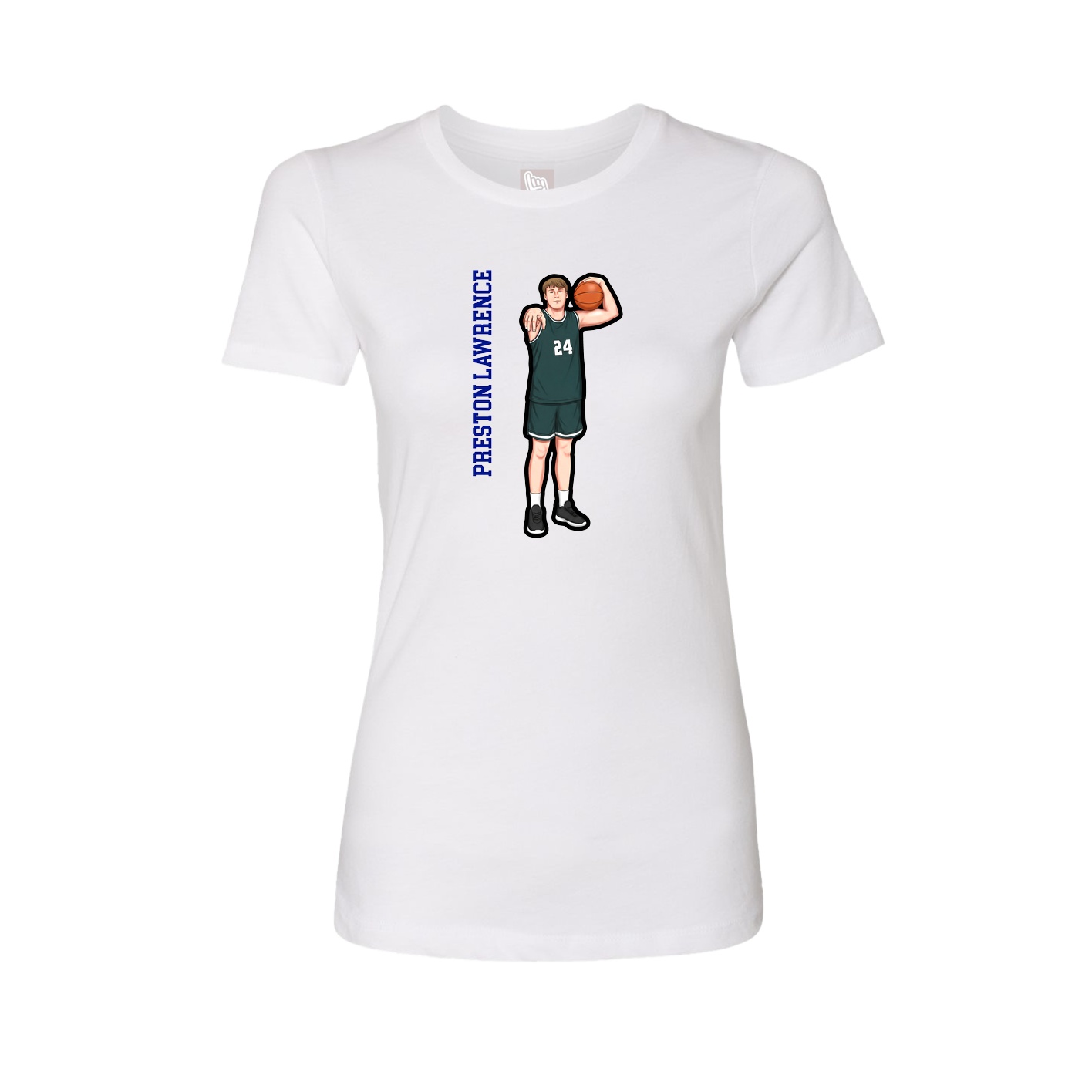 Womens Tee — Name Vertical in White
