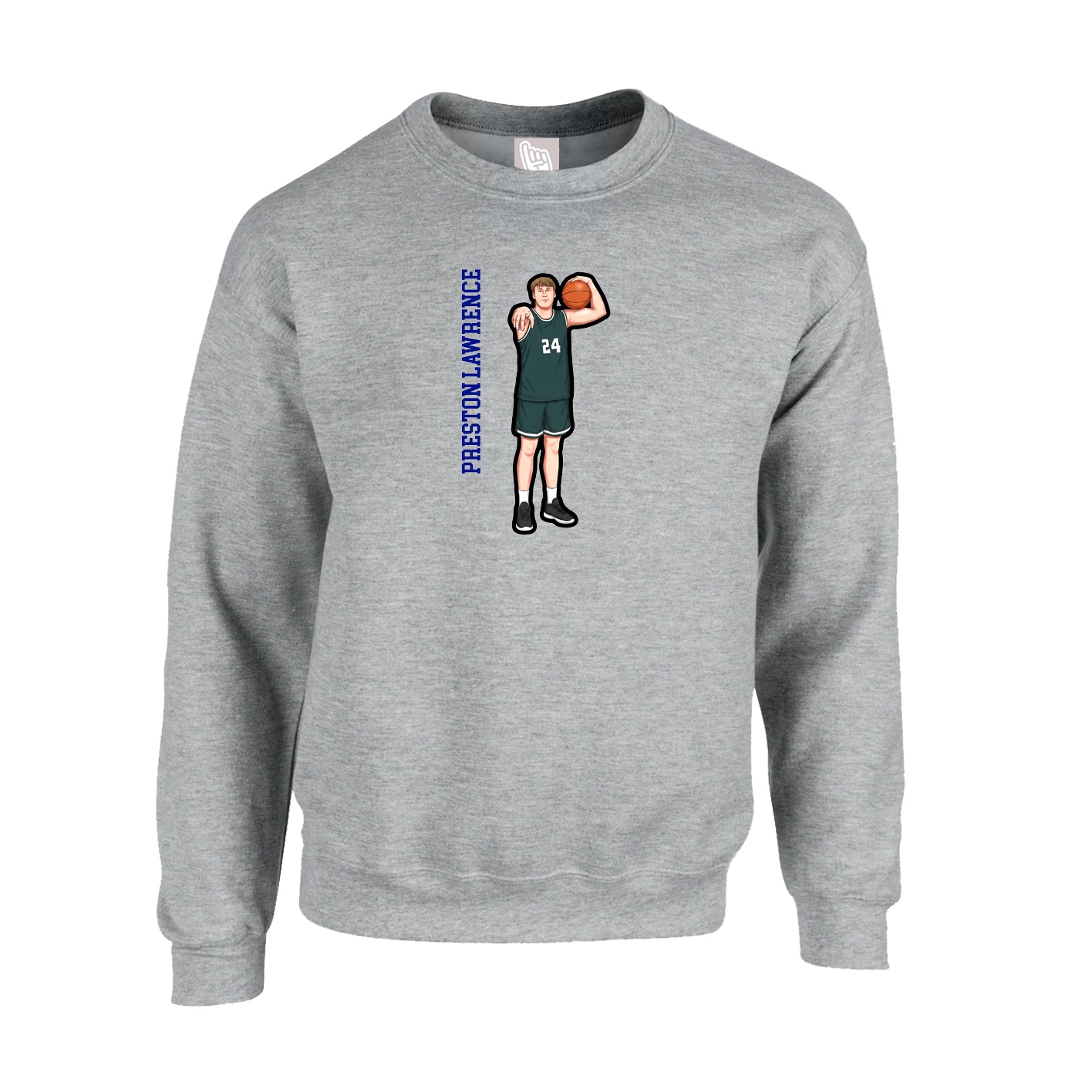 Fleece Crew — Name Vertical in Grey