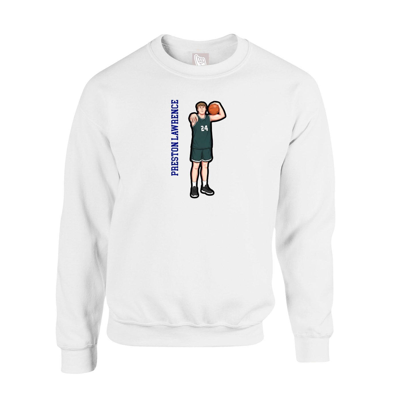 Fleece Crew — Name Vertical in White