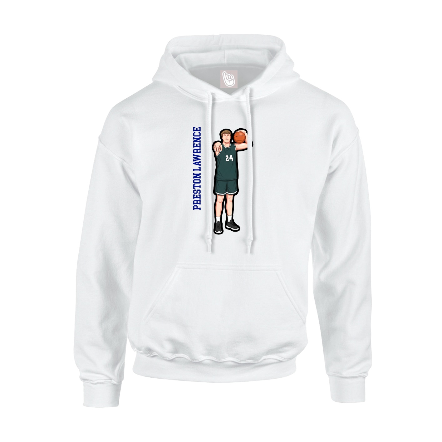Youth Hoodie — Name Vertical in White