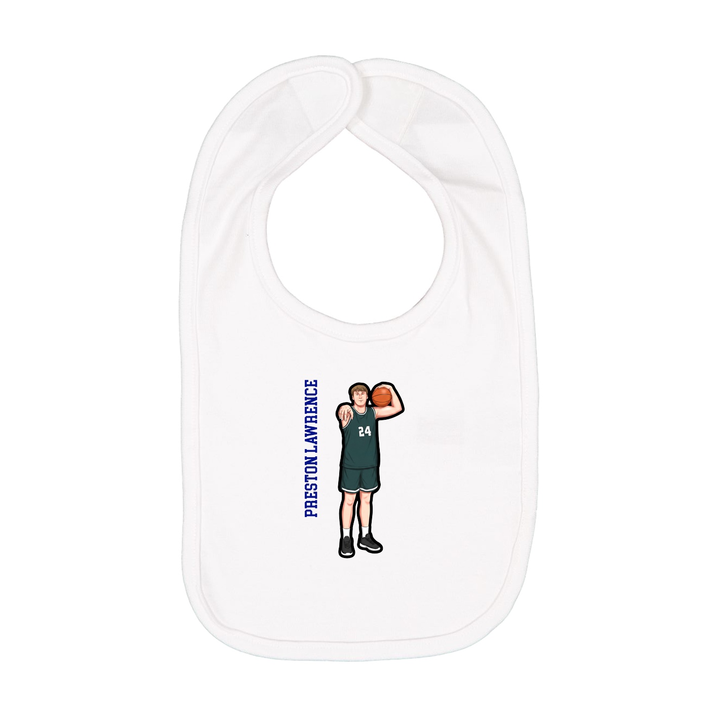 Infant Bib — Name Vertical in White