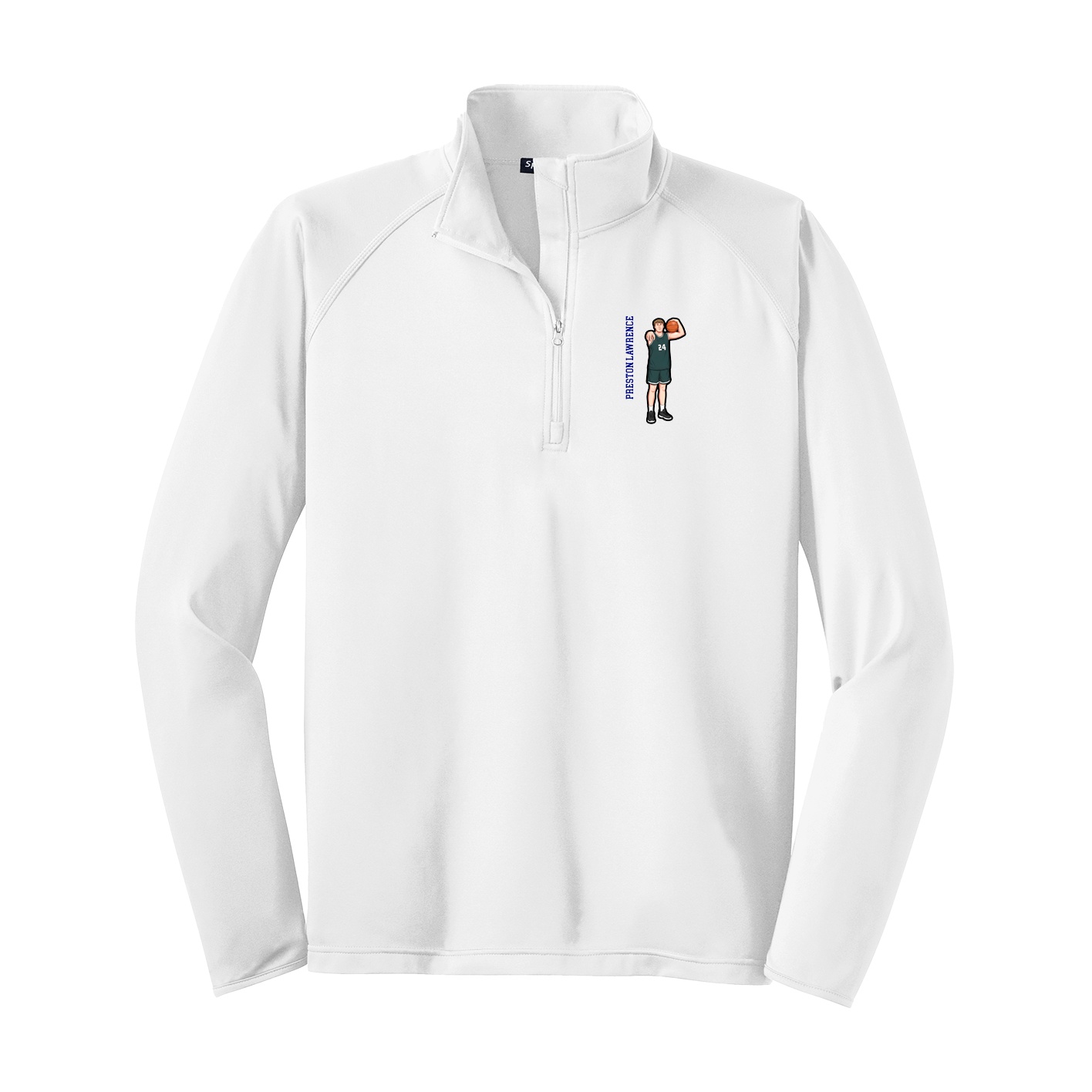 Q-Zip Pullover — Name Vertical in White