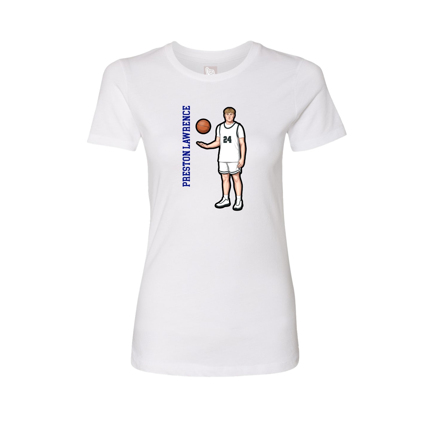 Fitted Women's Tee — Name Vertical in White