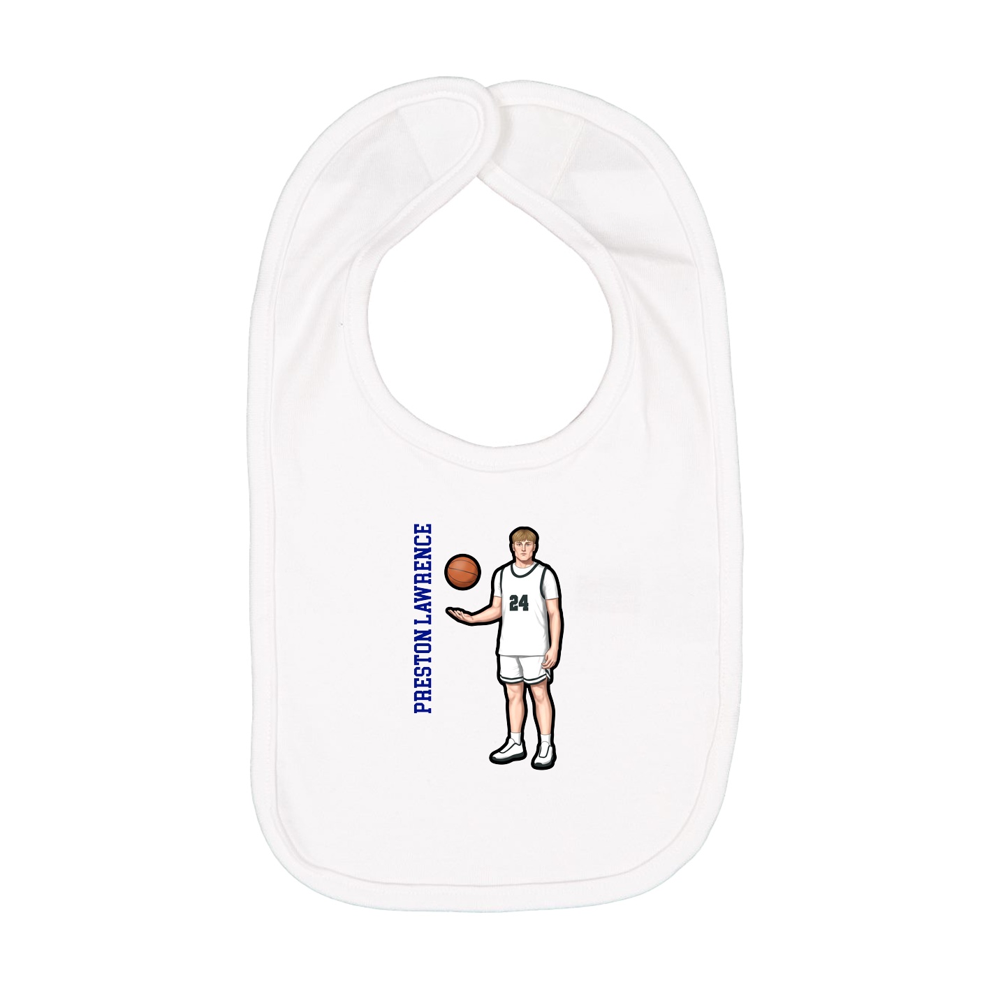 Infant Bib — Name Vertical in White