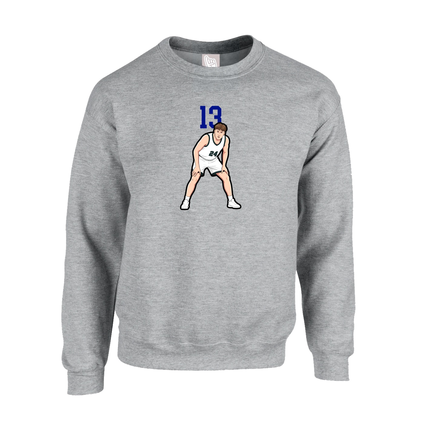Fleece Crew — Number Top in Grey