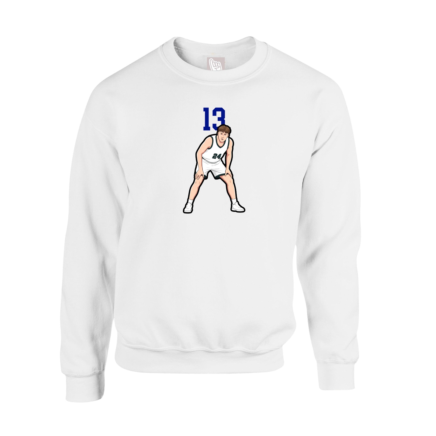 Fleece Crew — Number Top in White
