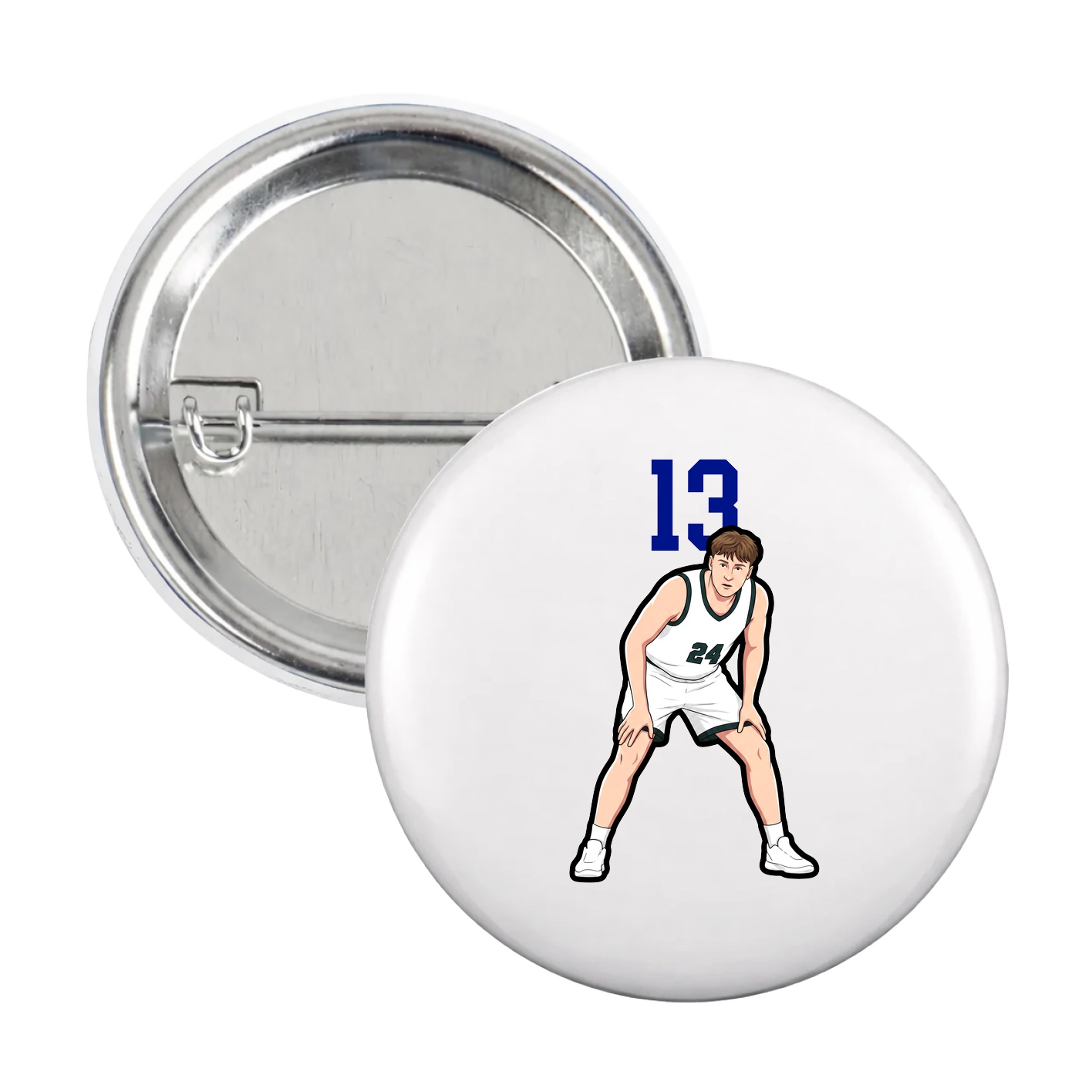 Game Day Button — Number Top in White