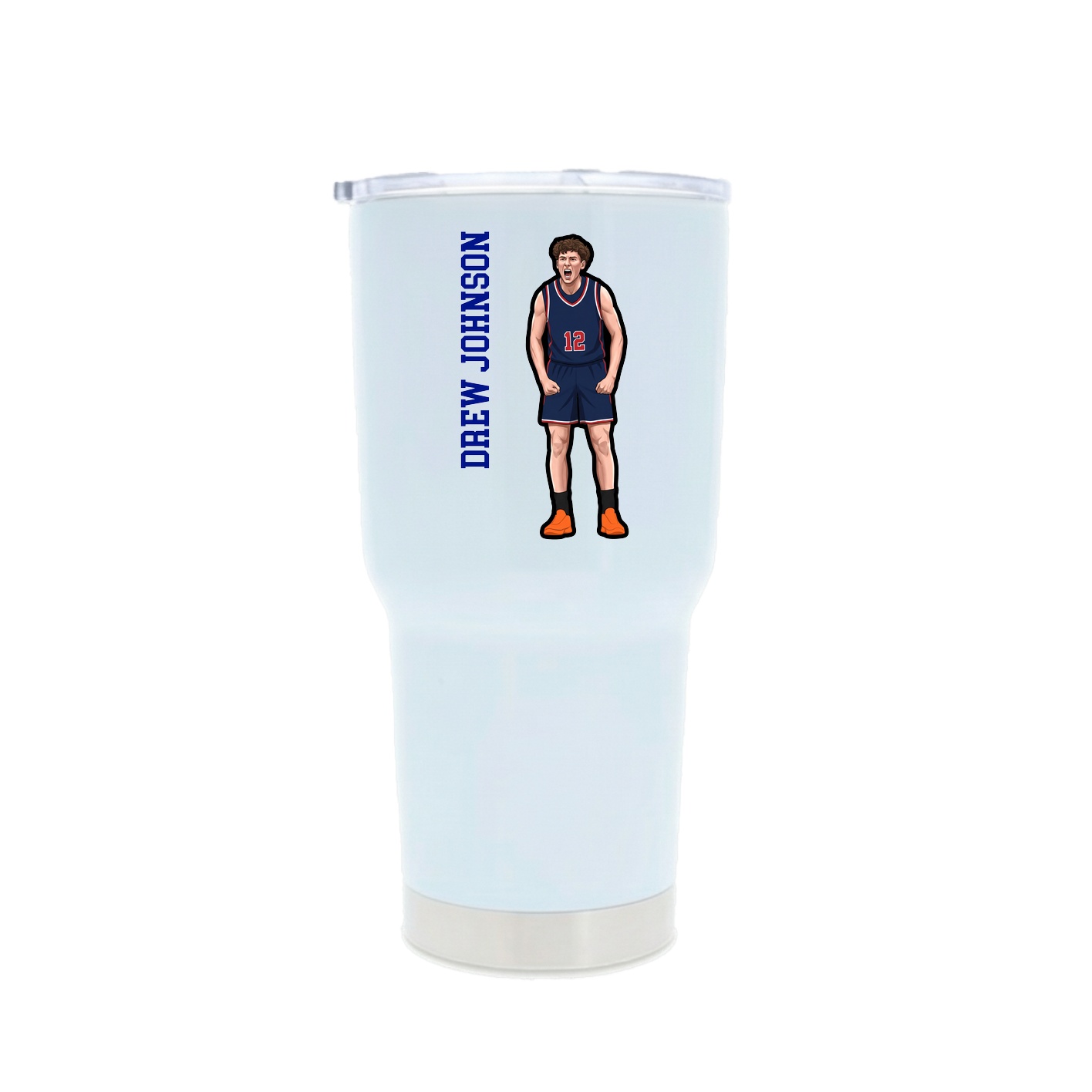 30oz Stainless Steel Tumbler — Name Vertical in White