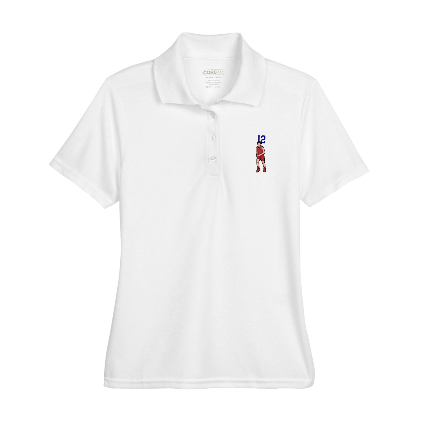 Womens Performance Polo — Number Top in White