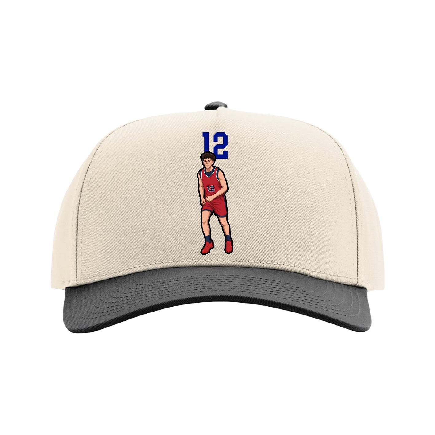 Full Fabric Five-Panel Champ Cap — Number Top in Cream/Black