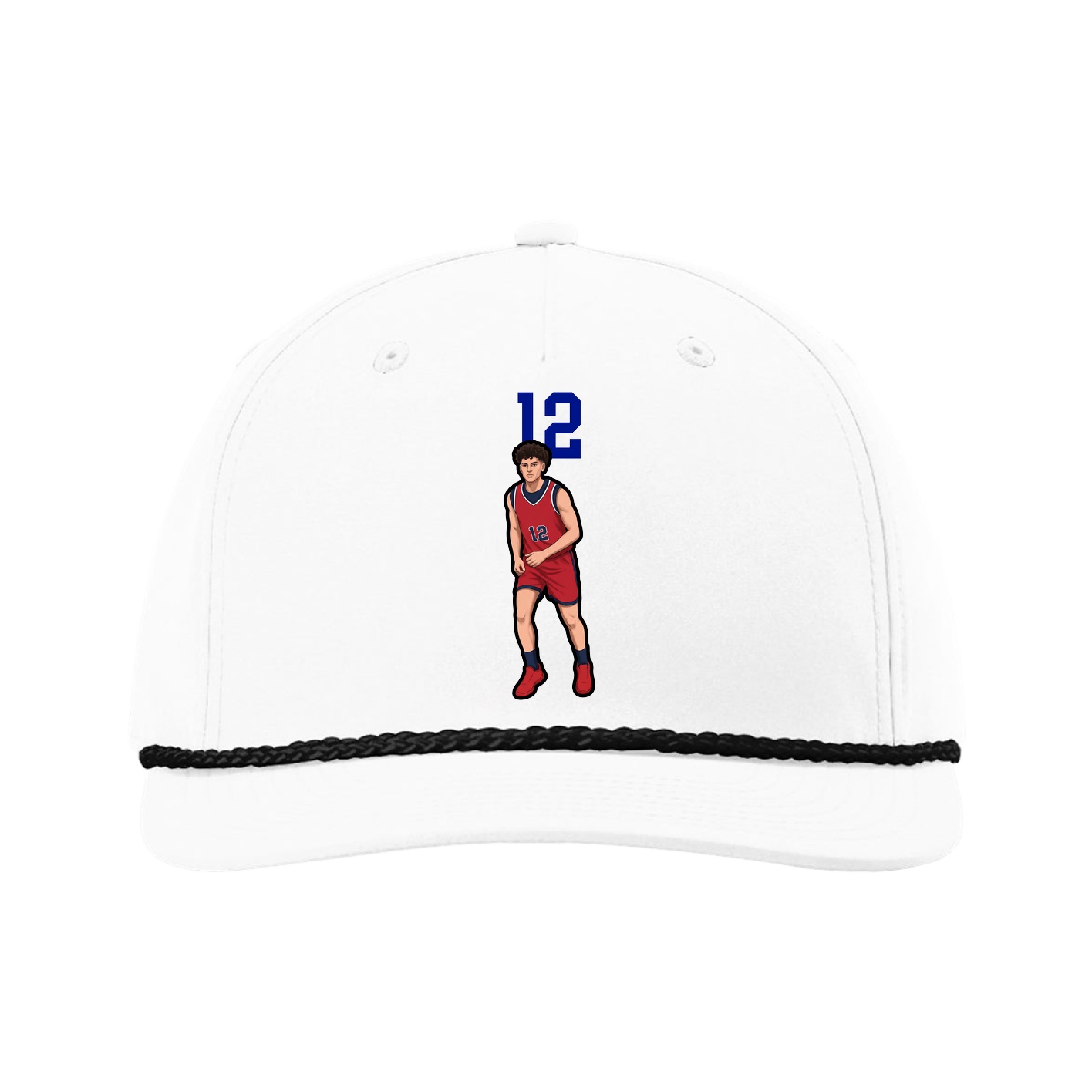 Five-Panel Classic Rope Cap — Number Top in White
