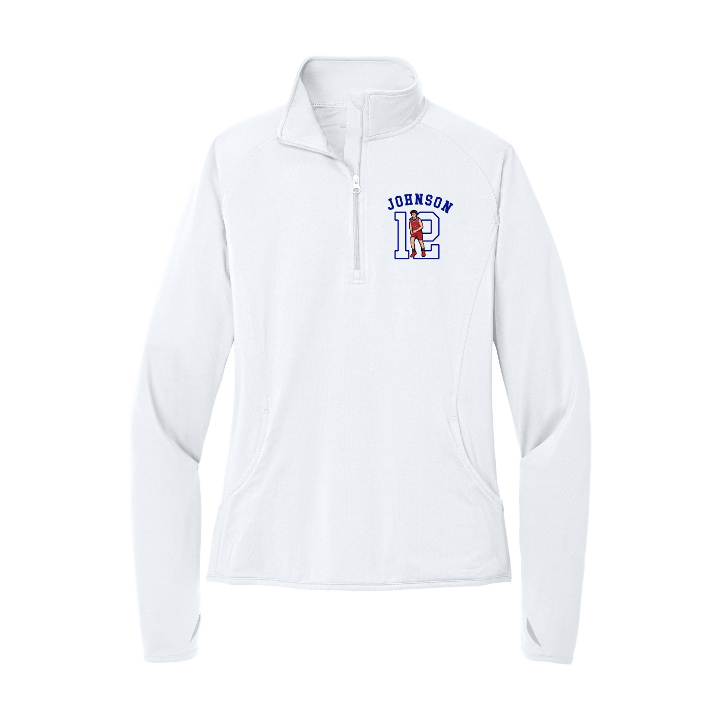 Women's Q-Zip Pullover — Shirsey Arch in White