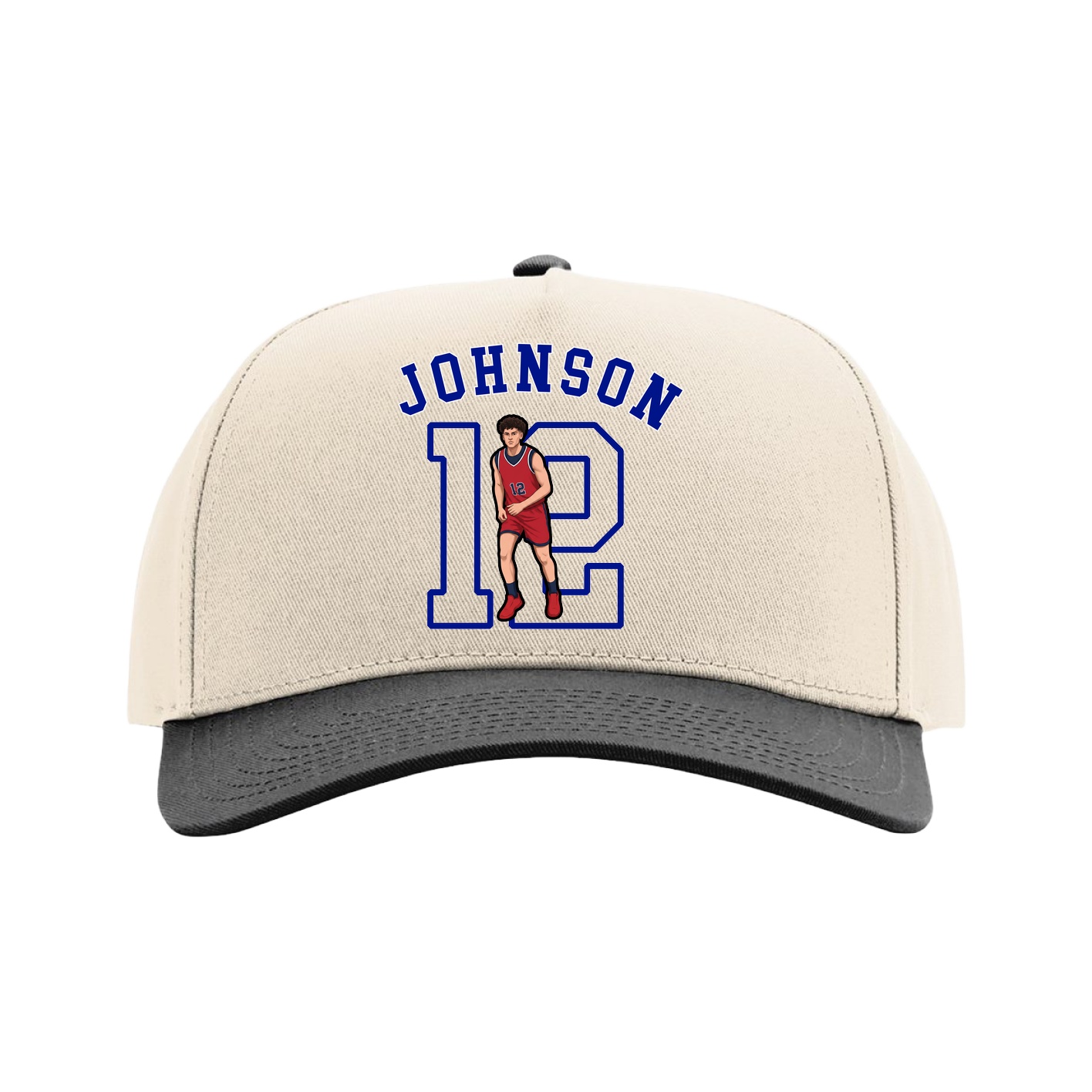 Full Fabric Five-Panel Champ Cap — Shirsey Arch in Cream/Black