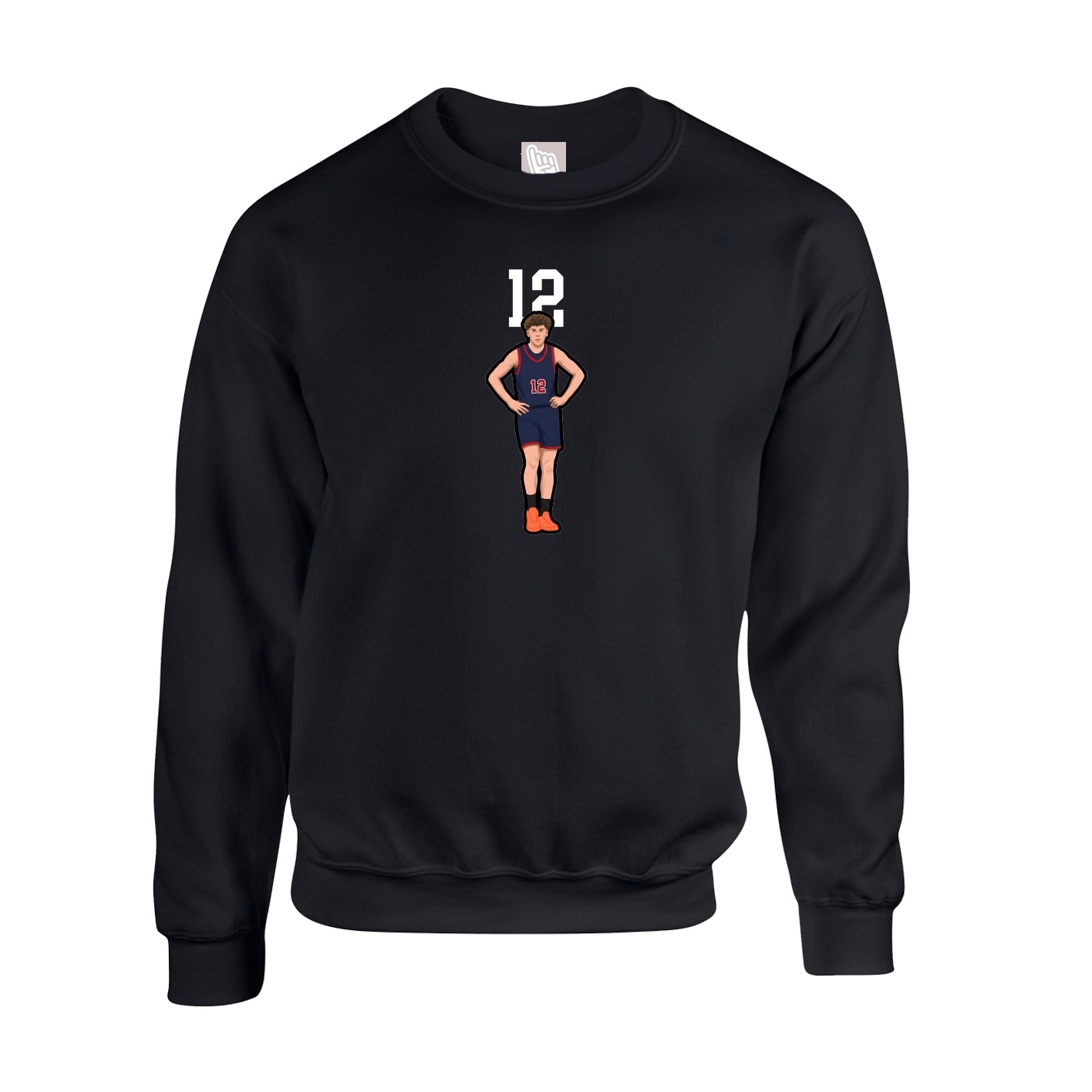 Fleece Crew — Number Top in Black