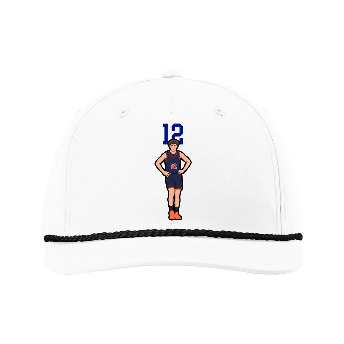 Five-Panel Classic Rope Cap — Number Top in White